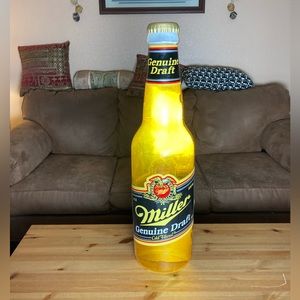 Vintage 1990 Miller Genuine Draft MGD Beer Bottle Bar Light 30 inchs Tall Large